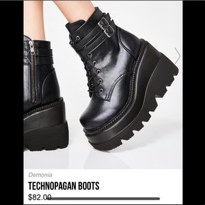 Dolls Kill Demonia Vegan Black Platform Boots